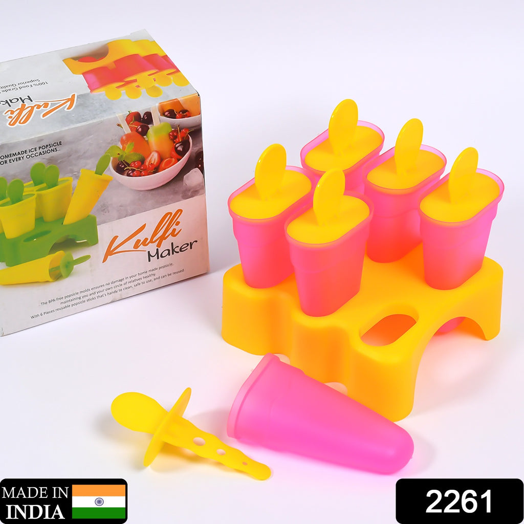 Kulfi Maker Moulds - 6 Pcs Plastic Set for Freezer