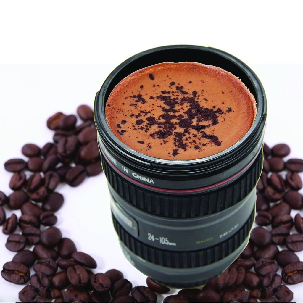 Camera Lens Shaped Coffee Mug with Lid