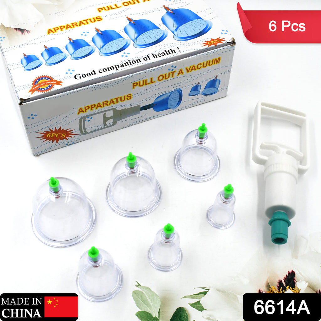 6 Pc Vacuum Cupping Therapy Set - Suction Pumps