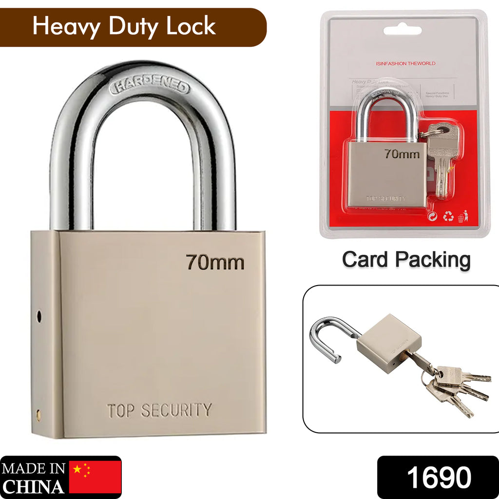 Heavy Steel 70mm Padlock with 4 Keys for Gates & Doors