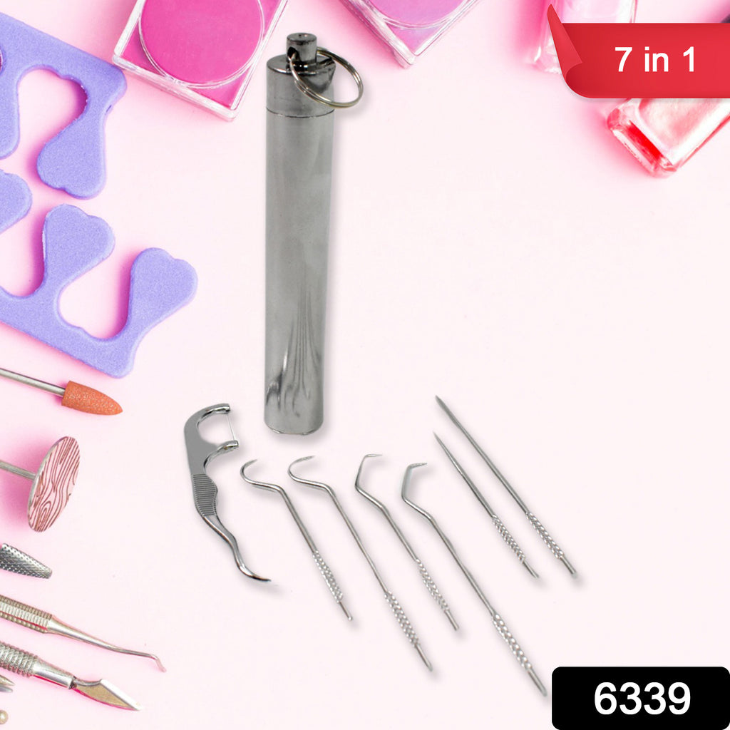 7-in-1 Stainless Steel Toothpick & Floss Set (1 Set)