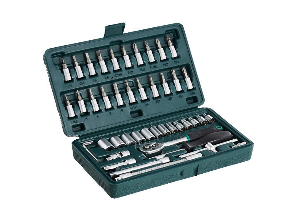 46-Piece Metal Socket Set, Black (Tool Set)