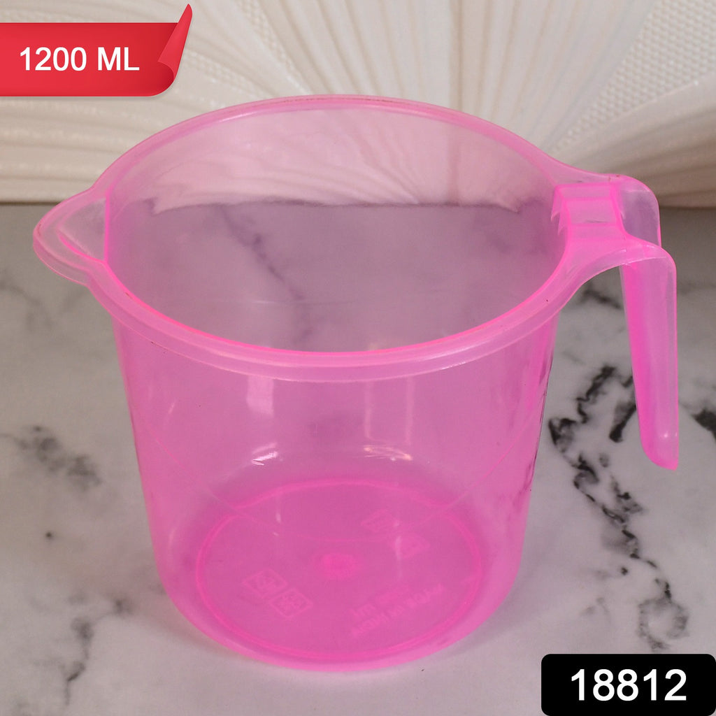 Plastic Round Transparent Bath Mug (1200 Ml Mix Color)