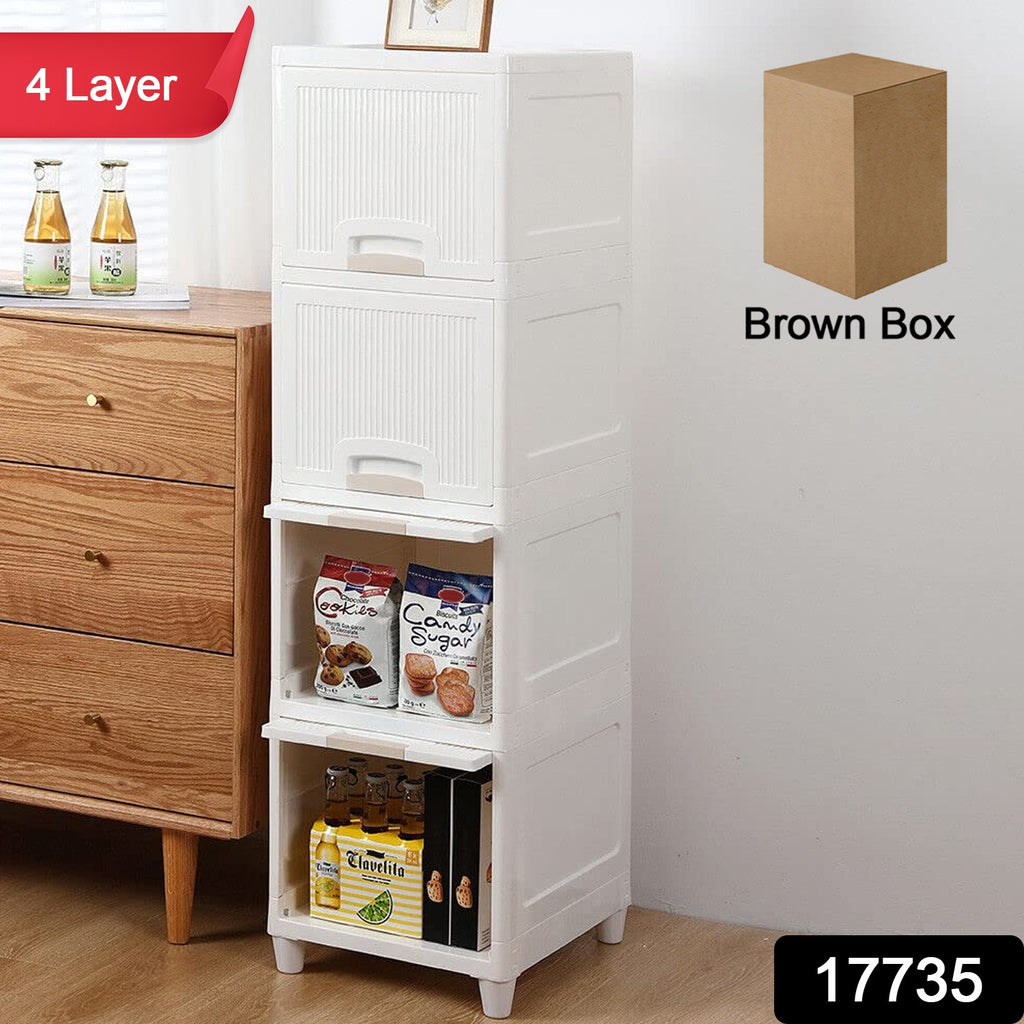 Multipurpose Plastic Storage Cabinet, 4 Layers