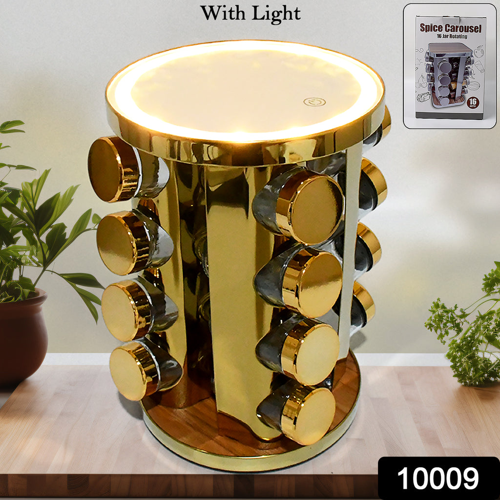 LED Spice Rack Organizer with 16 Spice Jars