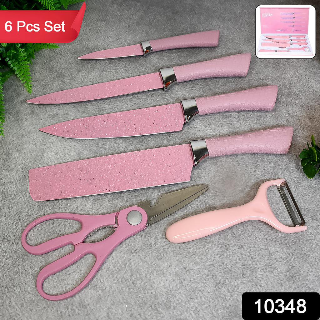 Non Stick Ceramic Chef Kitchen Knife Set (6 Pcs With Scissors)