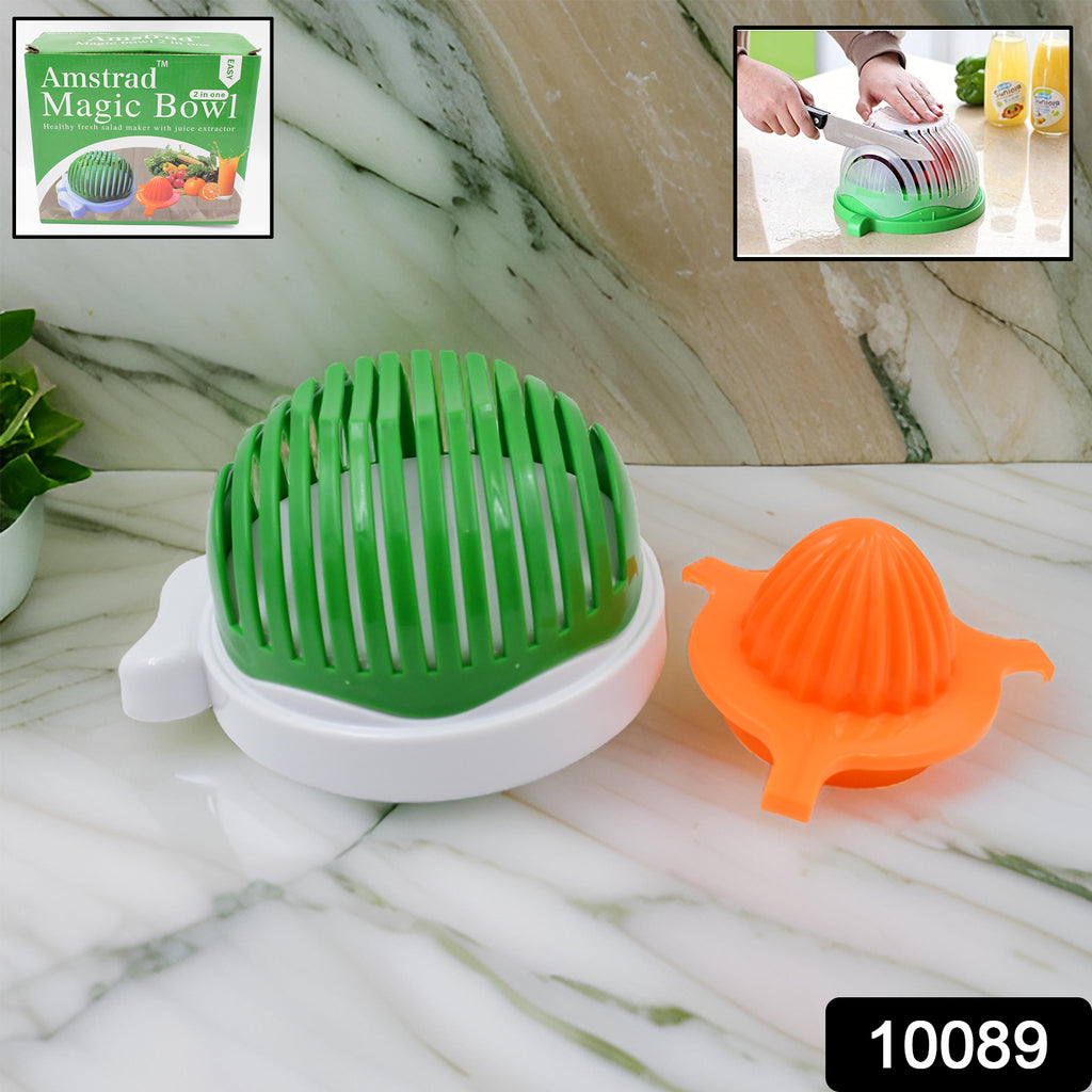 2-in-1 Salad Cutter Bowl with Lemon Squeezer