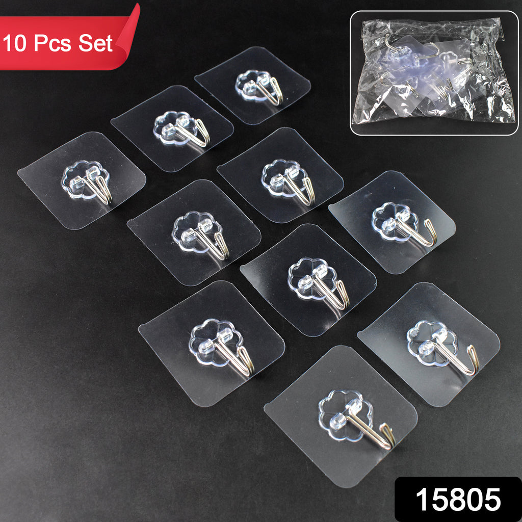 Self Adhesive Transparent Plastic Stainless Steel Wall Hooks