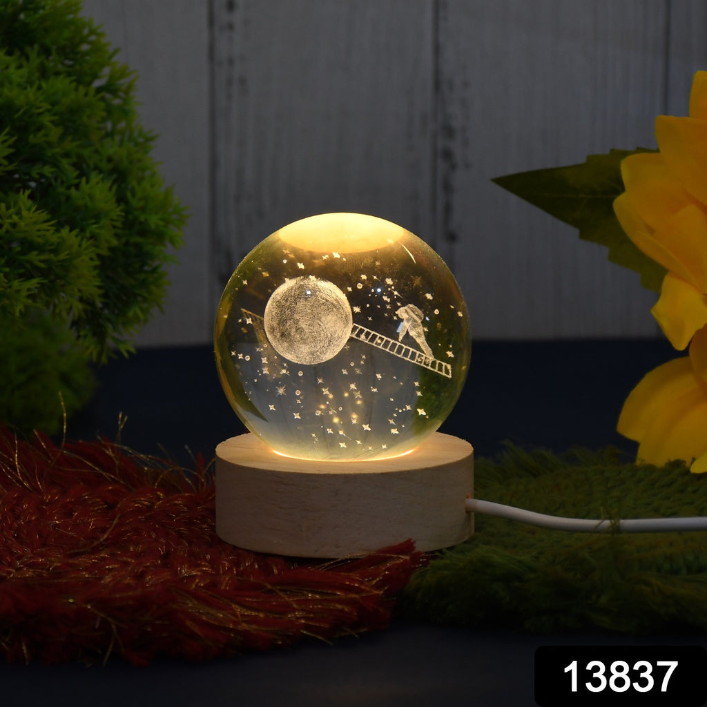 3D Crystal Ball Lamp with Base (1 Pc)