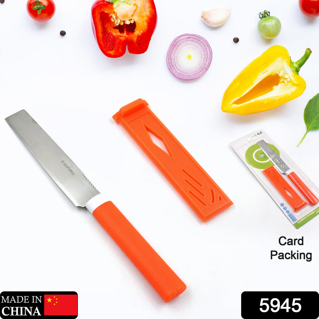 Stainless Steel Knife with Non-Slip Handle & Cover