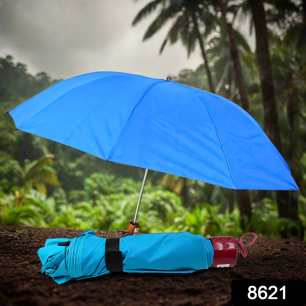 3-Fold Sun & Rain Solid Umbrella, Foldable (1 Pc, Mix Color)