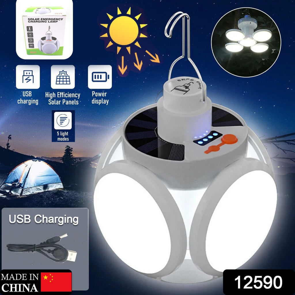 Solar LED Light Bulb: USB Rechargeable, 5 Modes, IP65