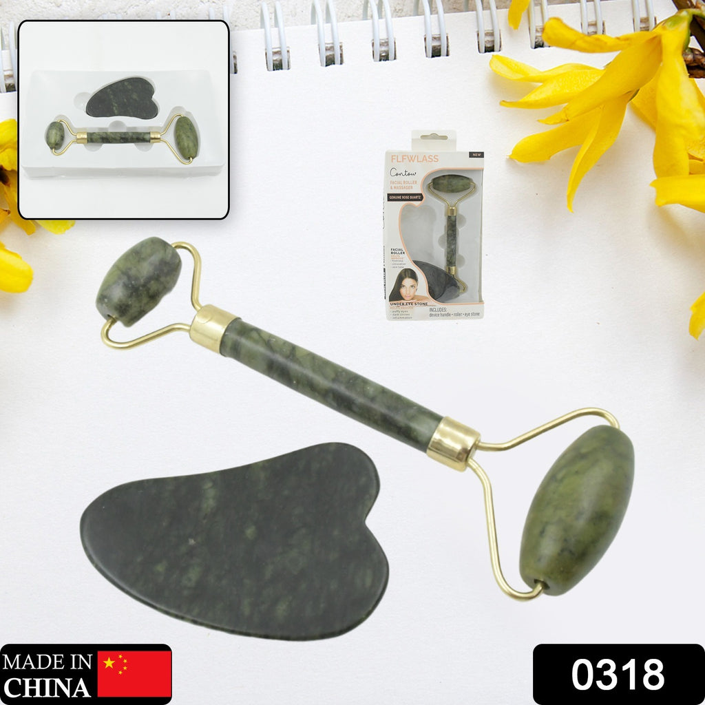 Gua Sha Stone & Jade Roller for Anti-Aging Face Massage