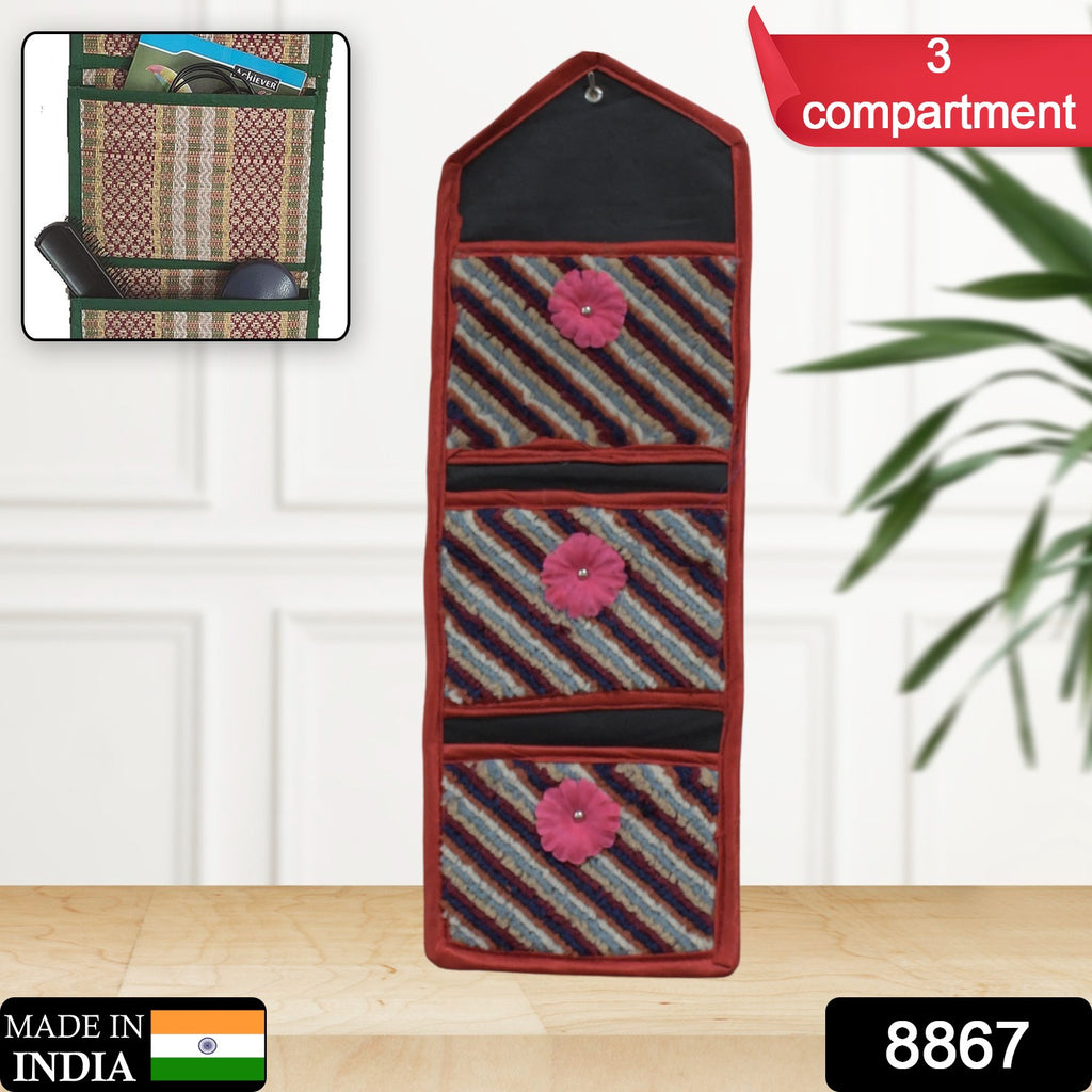 Foldable Hanging Organizer with 3 Pockets for Storage