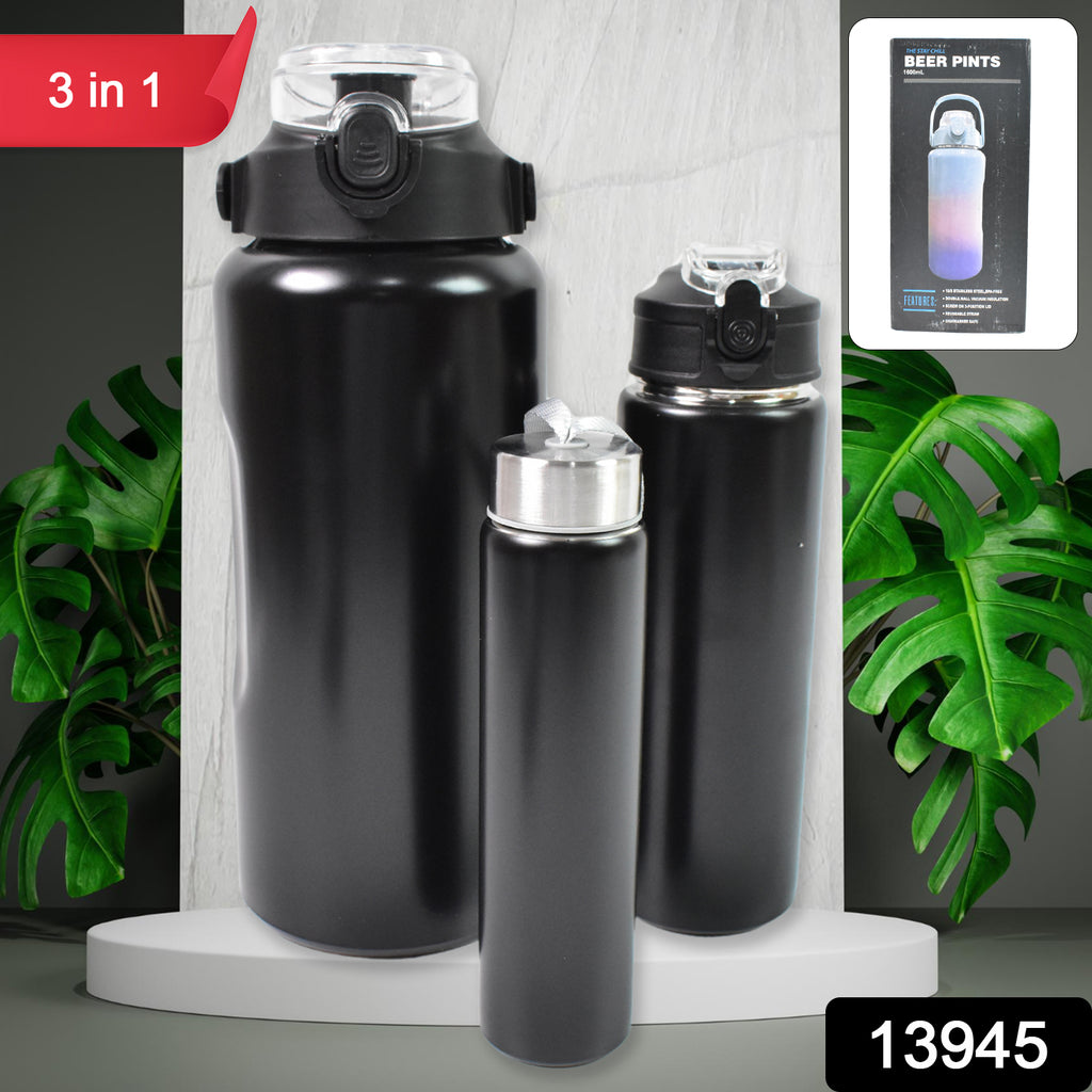 3 In 1 Stainless Steel Insulated Water Bottle Set (3 Sizes)