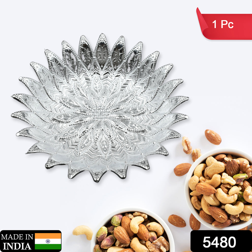Plastic Silver Finish Serving Tray - Decorative Design
