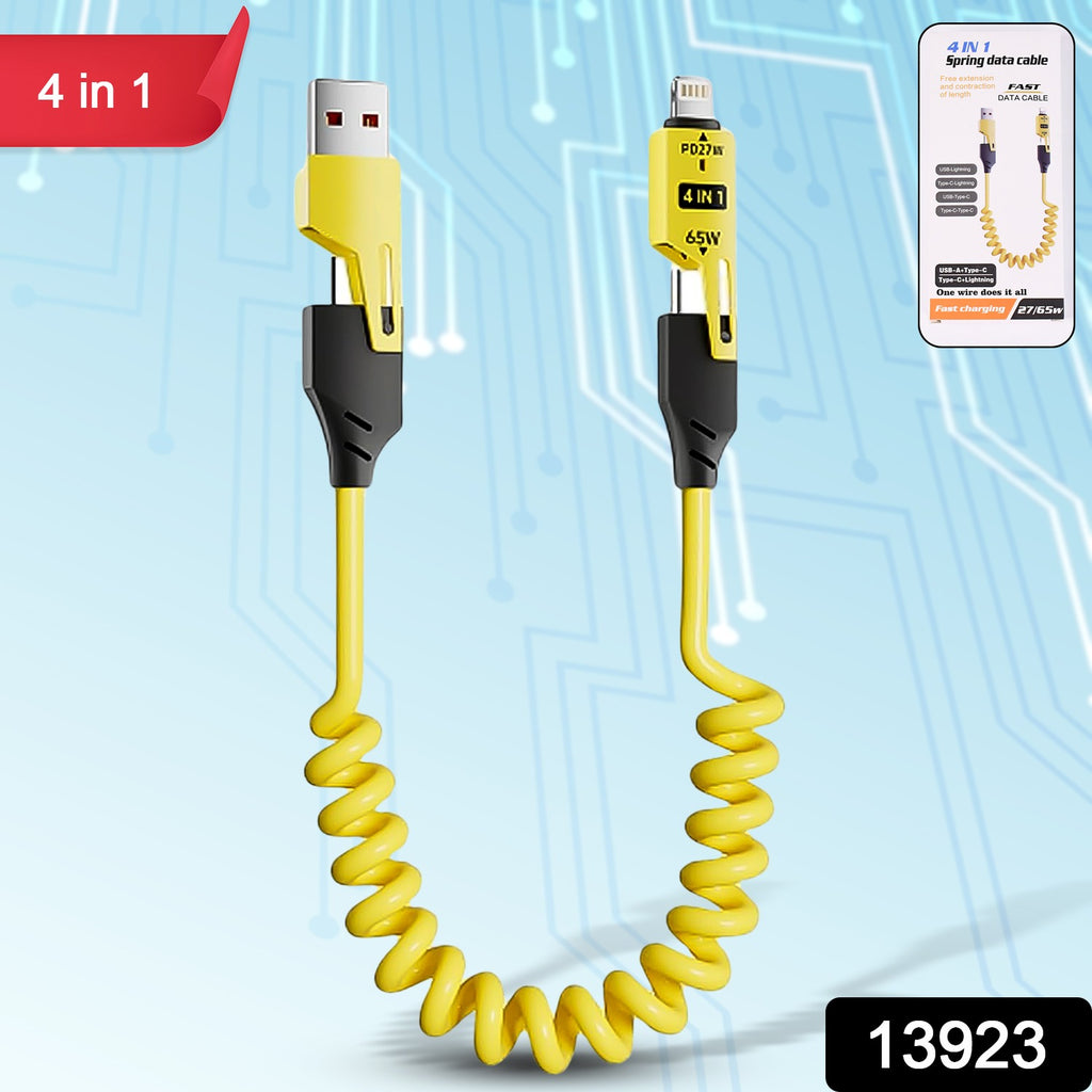 4-in-1 Spring Fast Charging Cable 1.5 Mtr