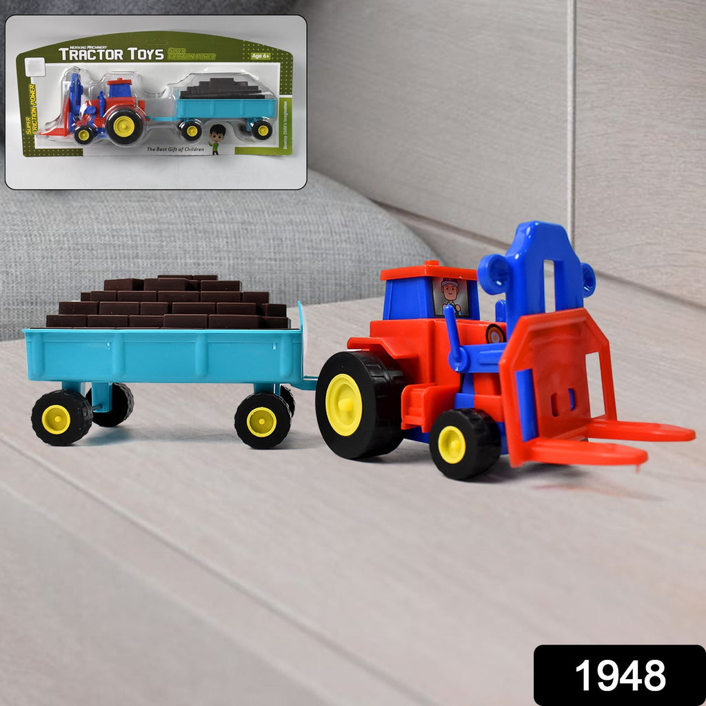 Plastic Tractor Toy with Friction Powered Trolley (1 Pc)