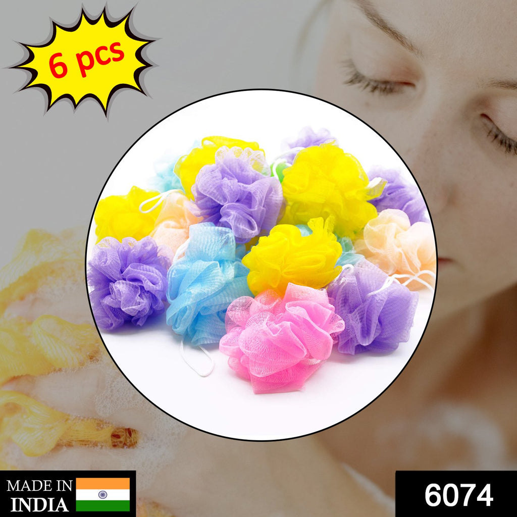 Bath Shower Loofah Sponge Set, 6 Pcs