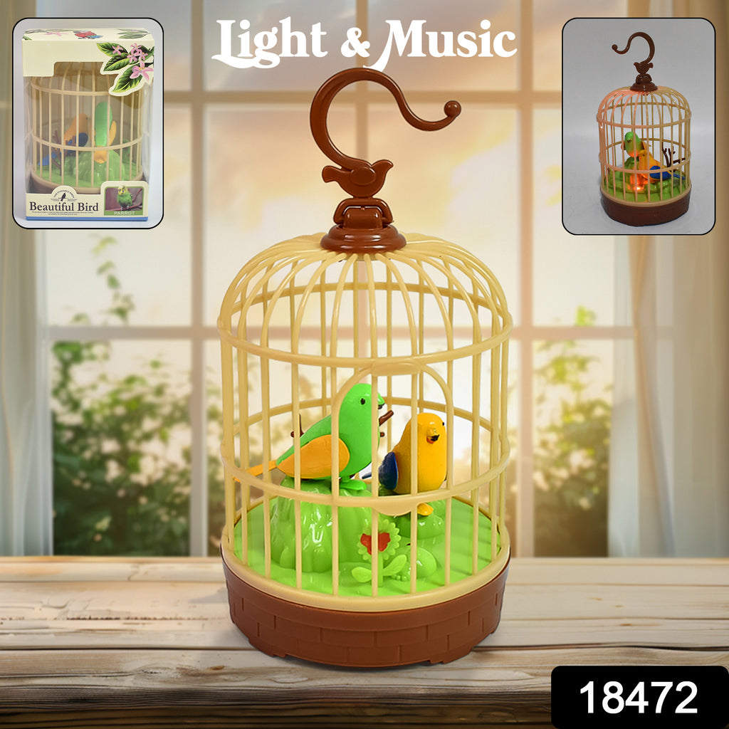 Sound Activated Chirping Bird in Hanging Cage (1 Pc)