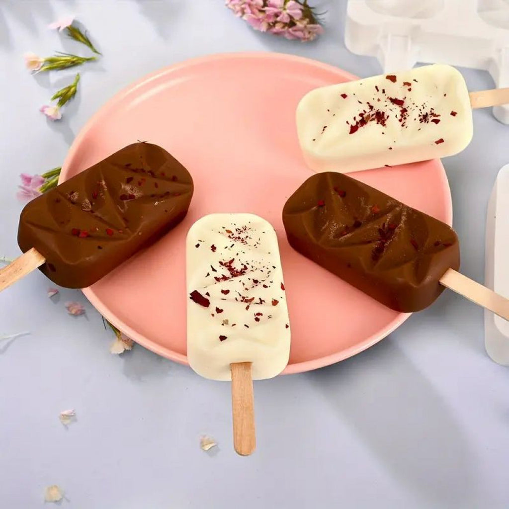 3D Diamond Texture Popsicle Mould 4 Cavity- H03145