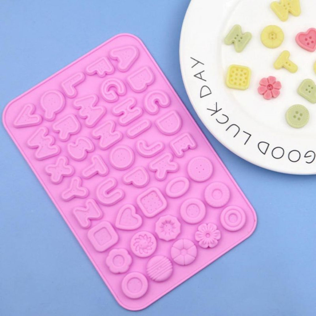 41 Cavity Uppercase Alphabet Button Silicone Chocolate Mould - H03148