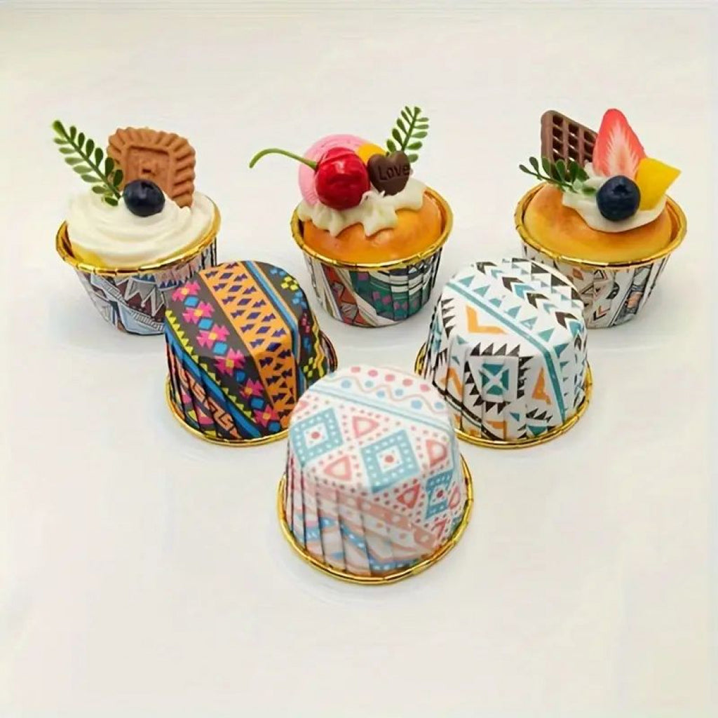 Bake and Serve Muffin Moulds With Lids Elegant Print (Random Design) - 117 - H03157