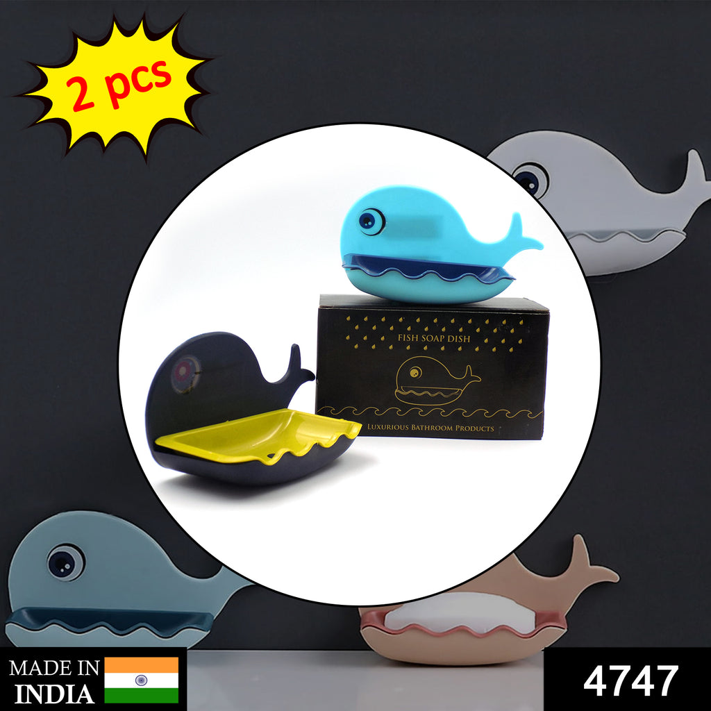 Fish-Shaped Soap Dish, Waterproof Wall Mount (2 Pcs)