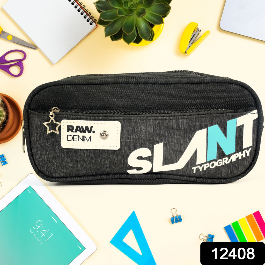 Pencil Pouch with Zipper, 2 Compartments (1 Pc)
