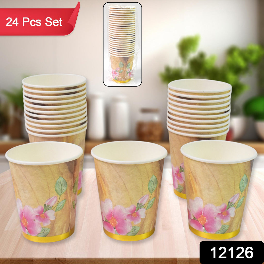 Disposable Paper Cups Tea Coffee Cups (24 Pcs Set)