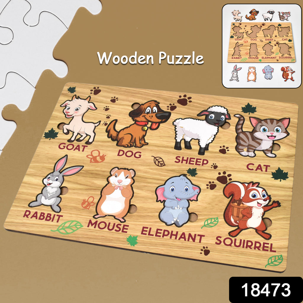 Wooden Animal Puzzle Learning Educational Board (1 Set)