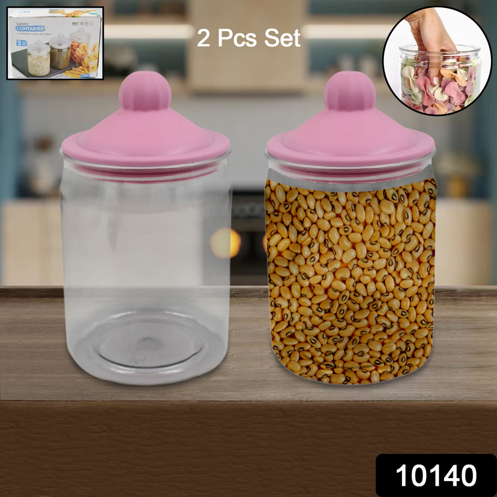 Transparent Plastic Kitchen Container Set (2 Pcs Set  1100 Ml Approx)