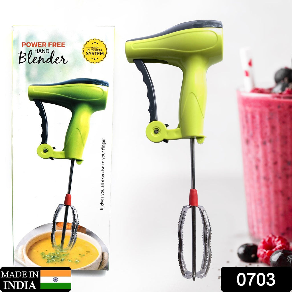 Power-Free Manual Hand Blender with Stainless Steel Blades