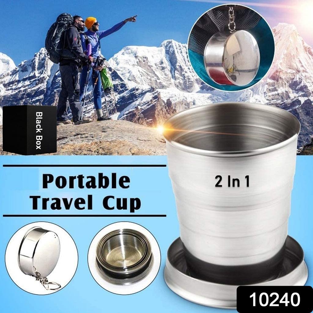 2 In 1 Camping Folding Cup With Keychain