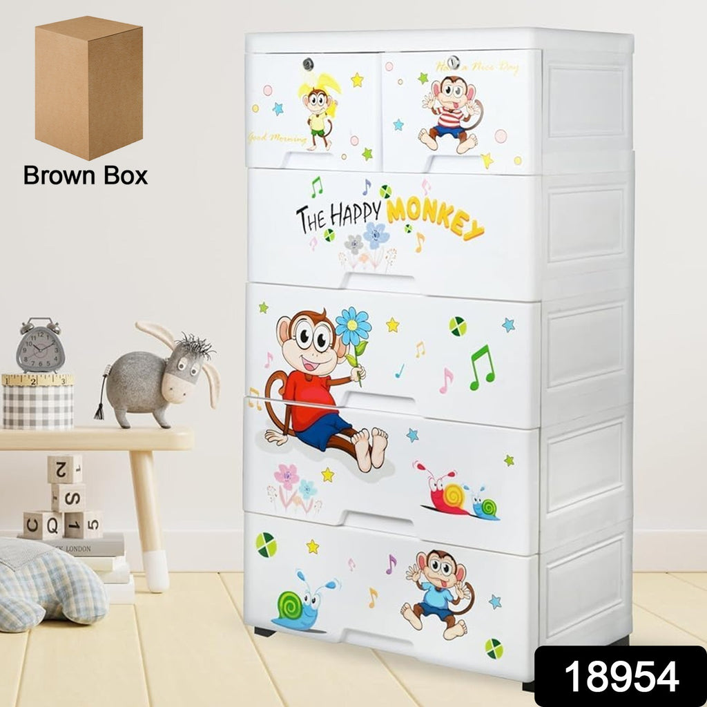 Kids Plastic Chest Of 6 Drawers Storage Organizer