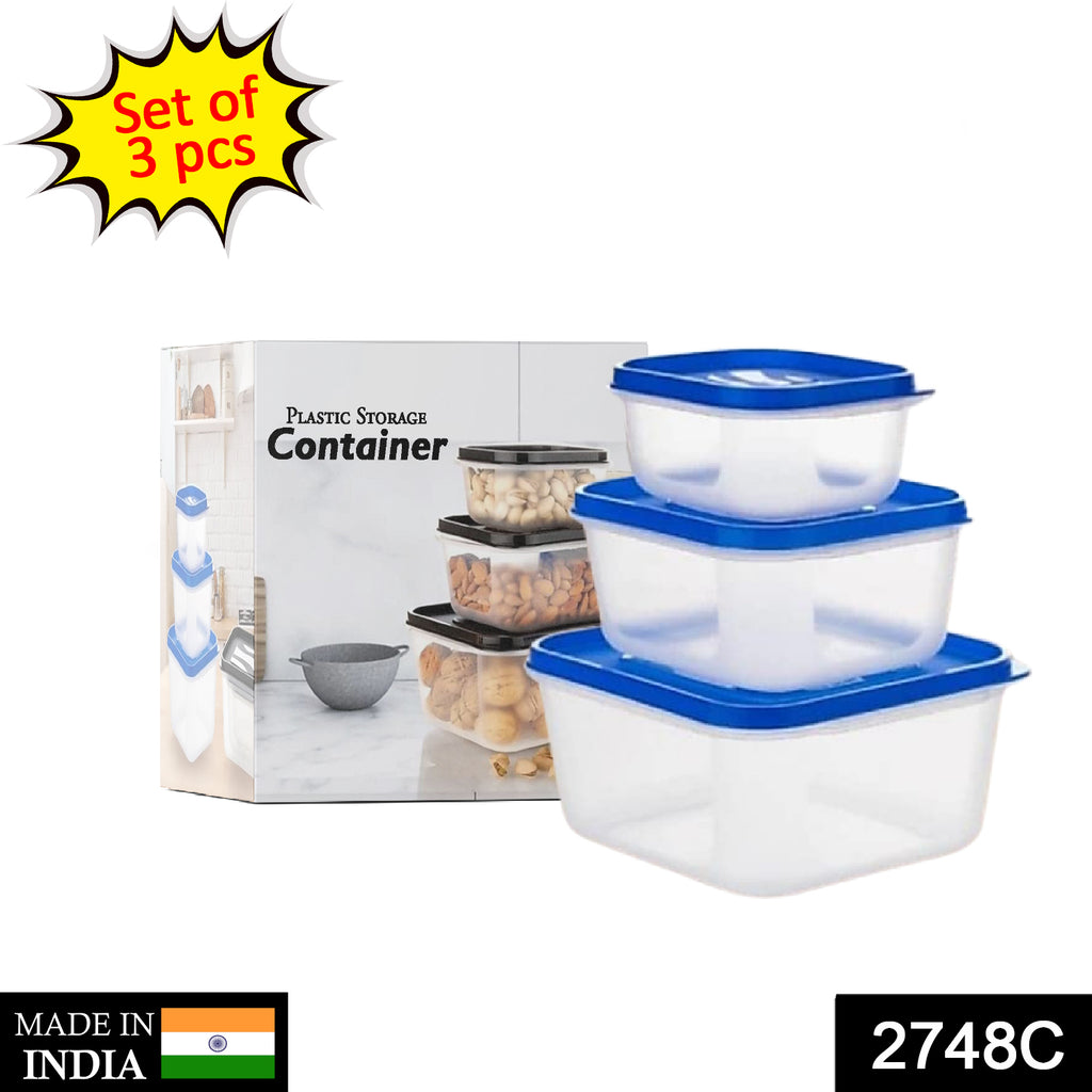 3 Pcs Square Shape Food Storage Containers Set