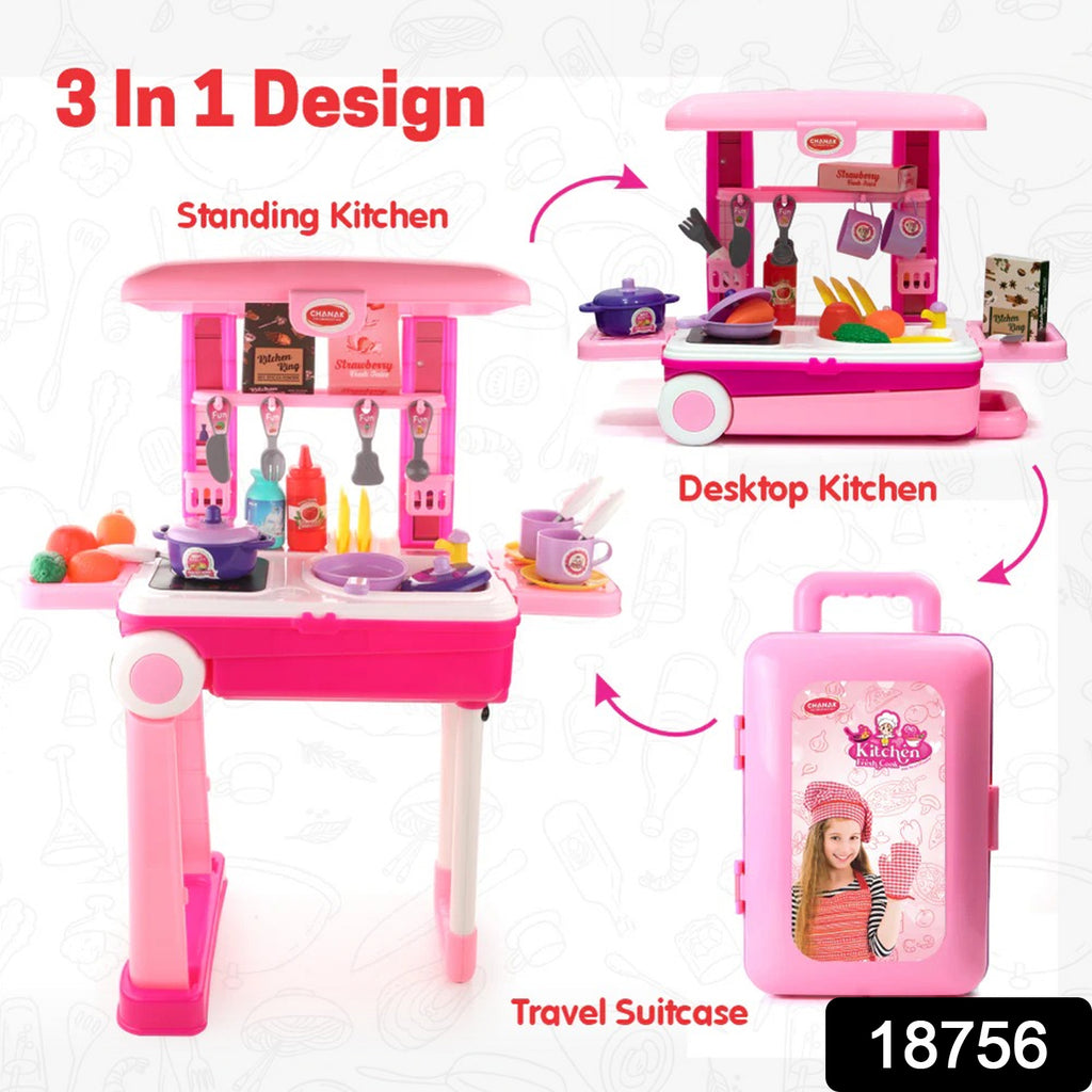 3 in 1 Kitchen Set for Kids Portable Pretend Play Toy (1 Set)
