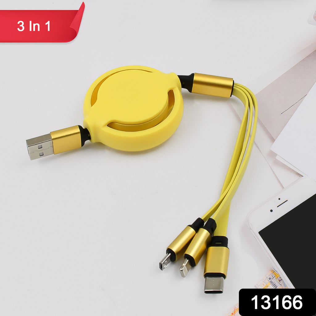 3-in-1 Retractable Charging Cable (Mix Color)