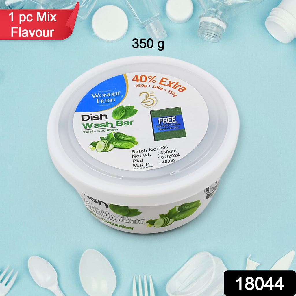 Fresh Mix Flavor Dishwash Bar with Scrubber (350g)