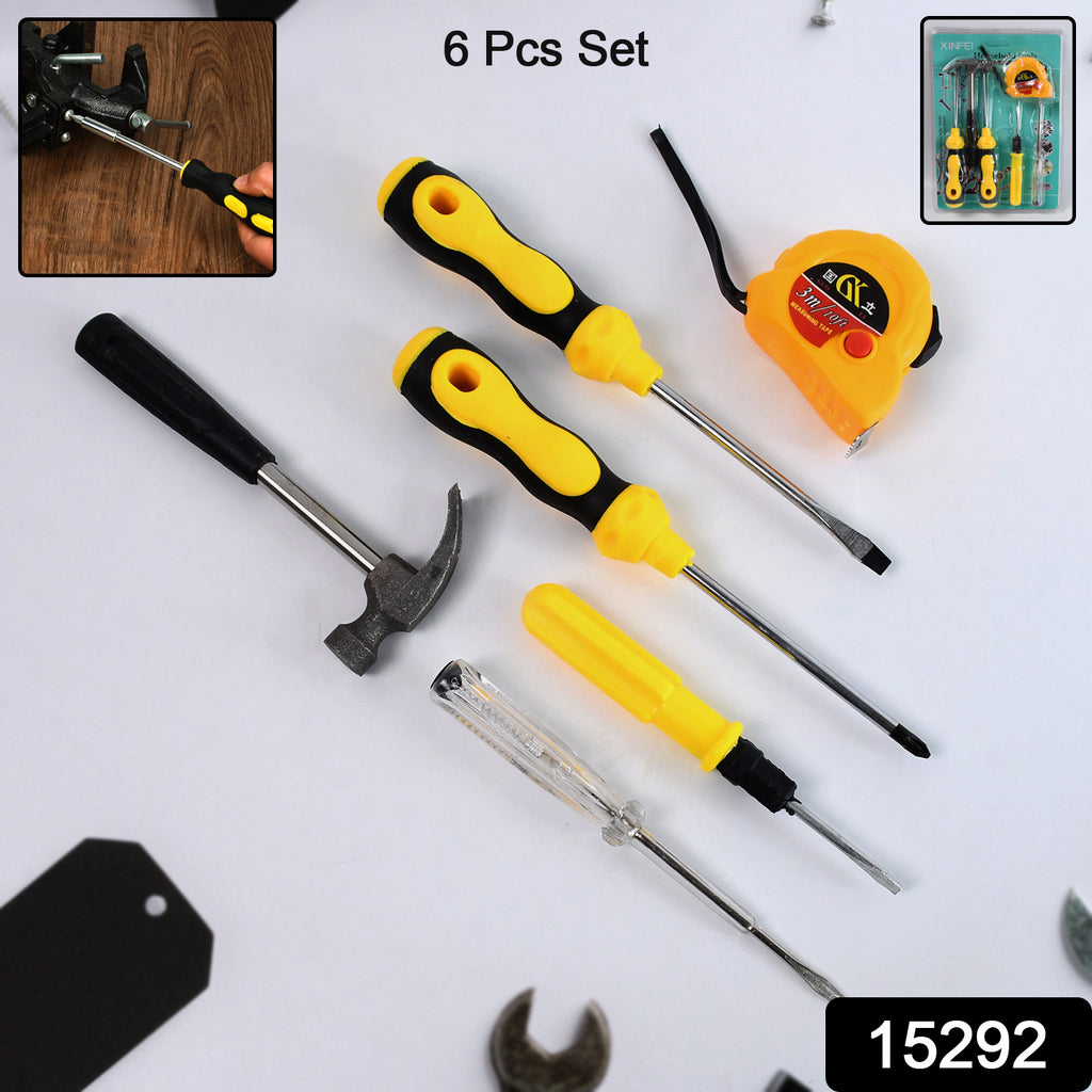 6-in-1 Hand Tool Kit For Home Repairs & Screwdrivers