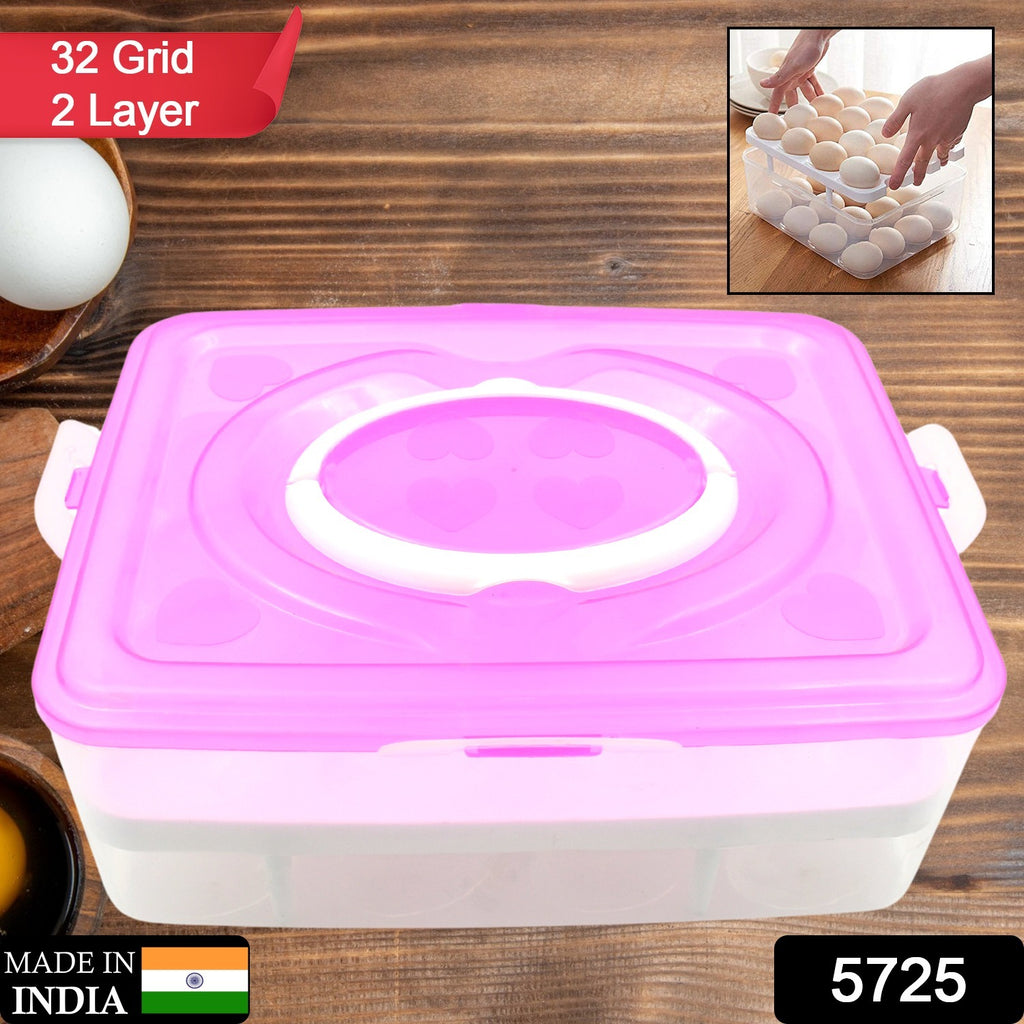 2-Layer 32-Grid Egg Tray with Lid, 1 Pc