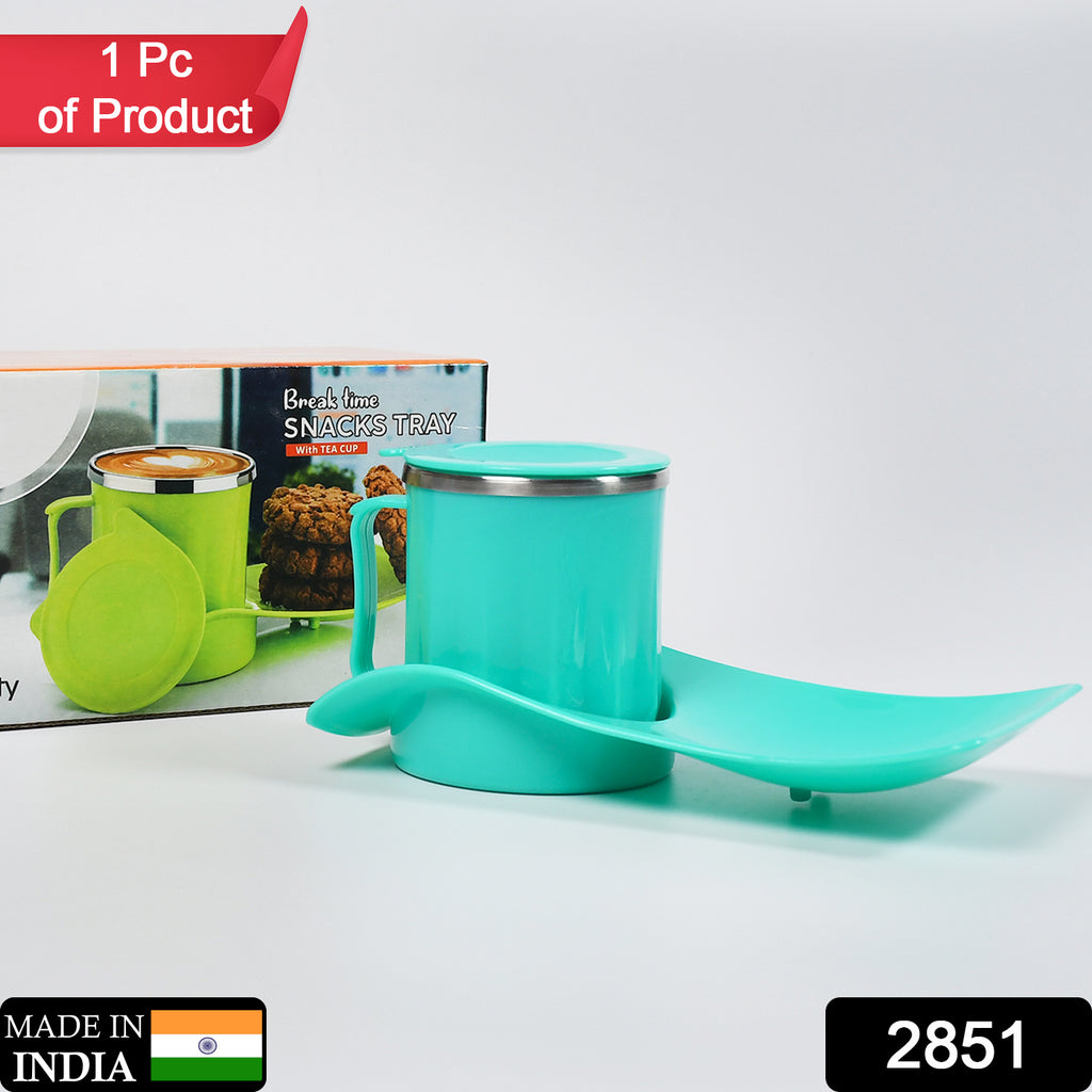 Snacks Tray with Steel Cup, 350ml Break Time Tray