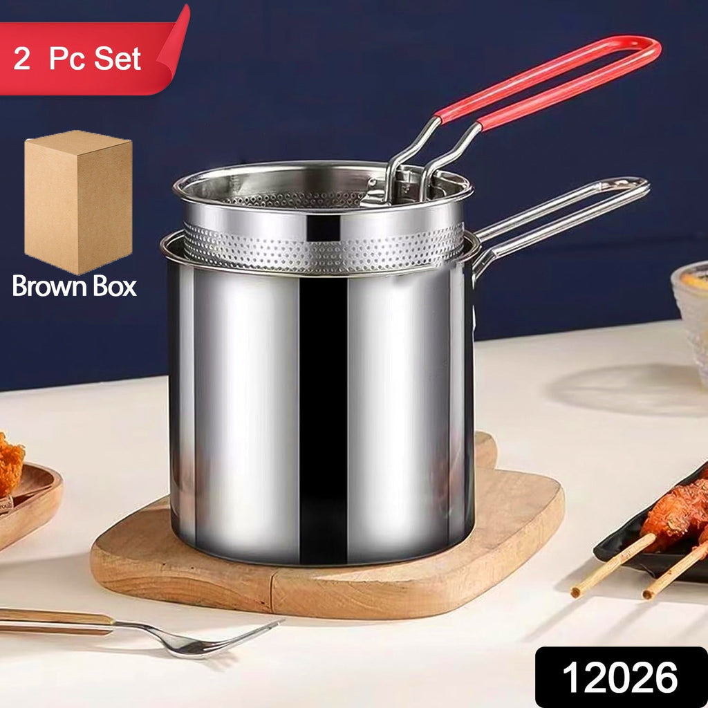 Small Deep Frying Pot with Strainer Basket