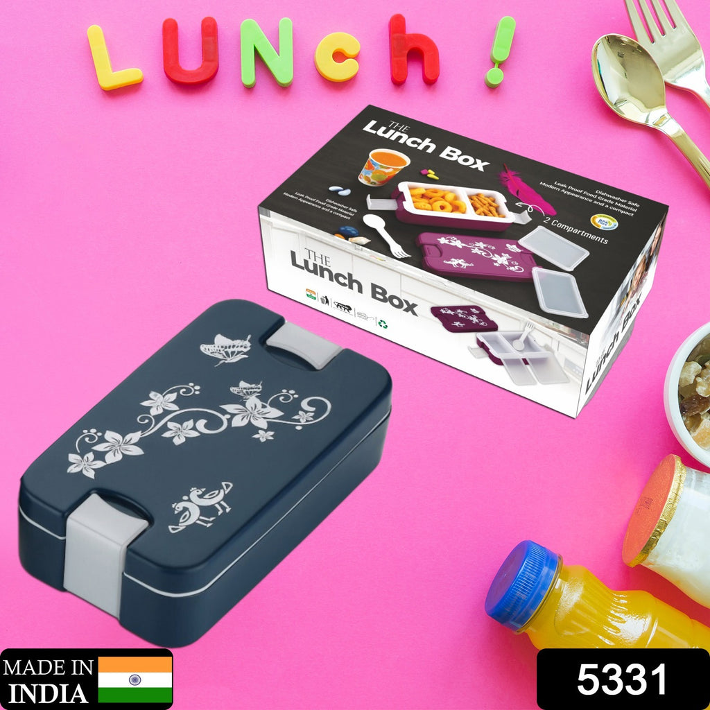 2-Compartment Leak-Proof Lunch Box with Spoon