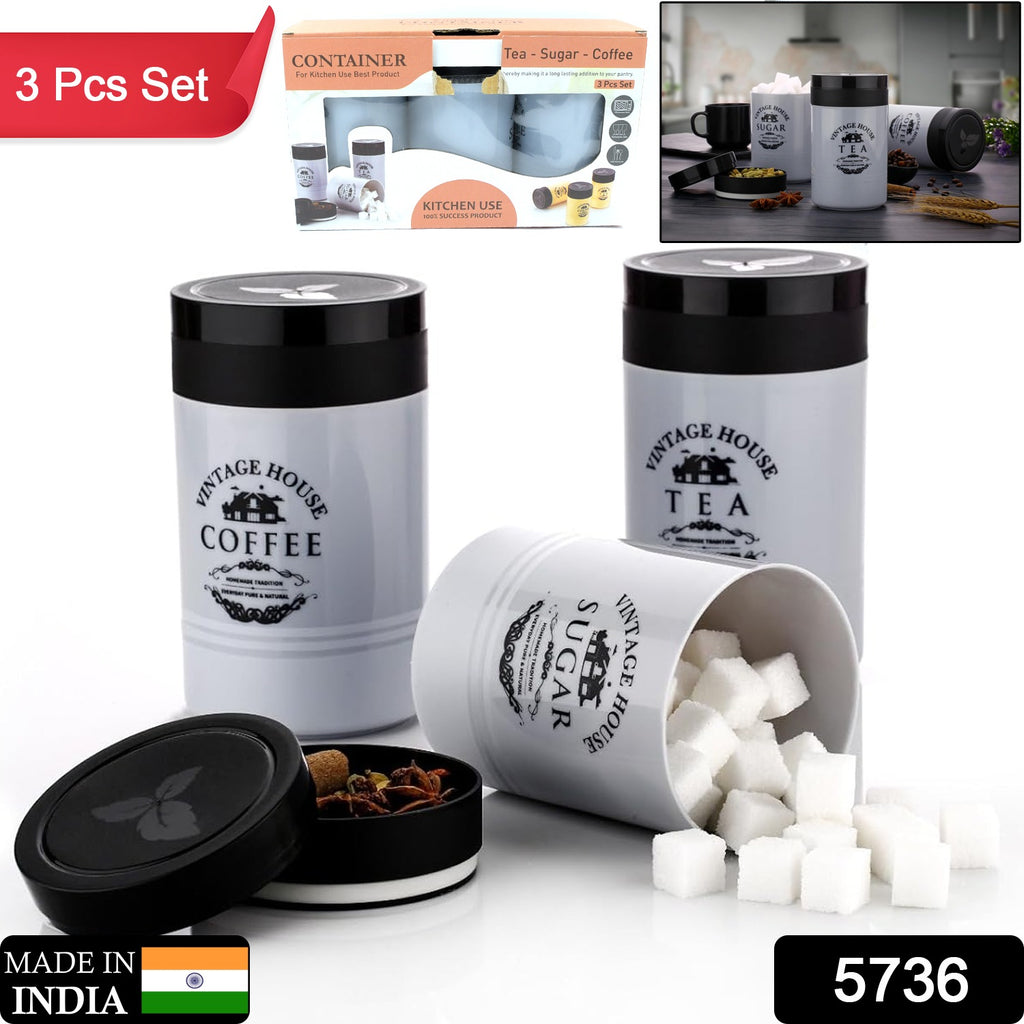 Accurate Seal Tea, Coffee & Sugar Canisters, 3 Pcs