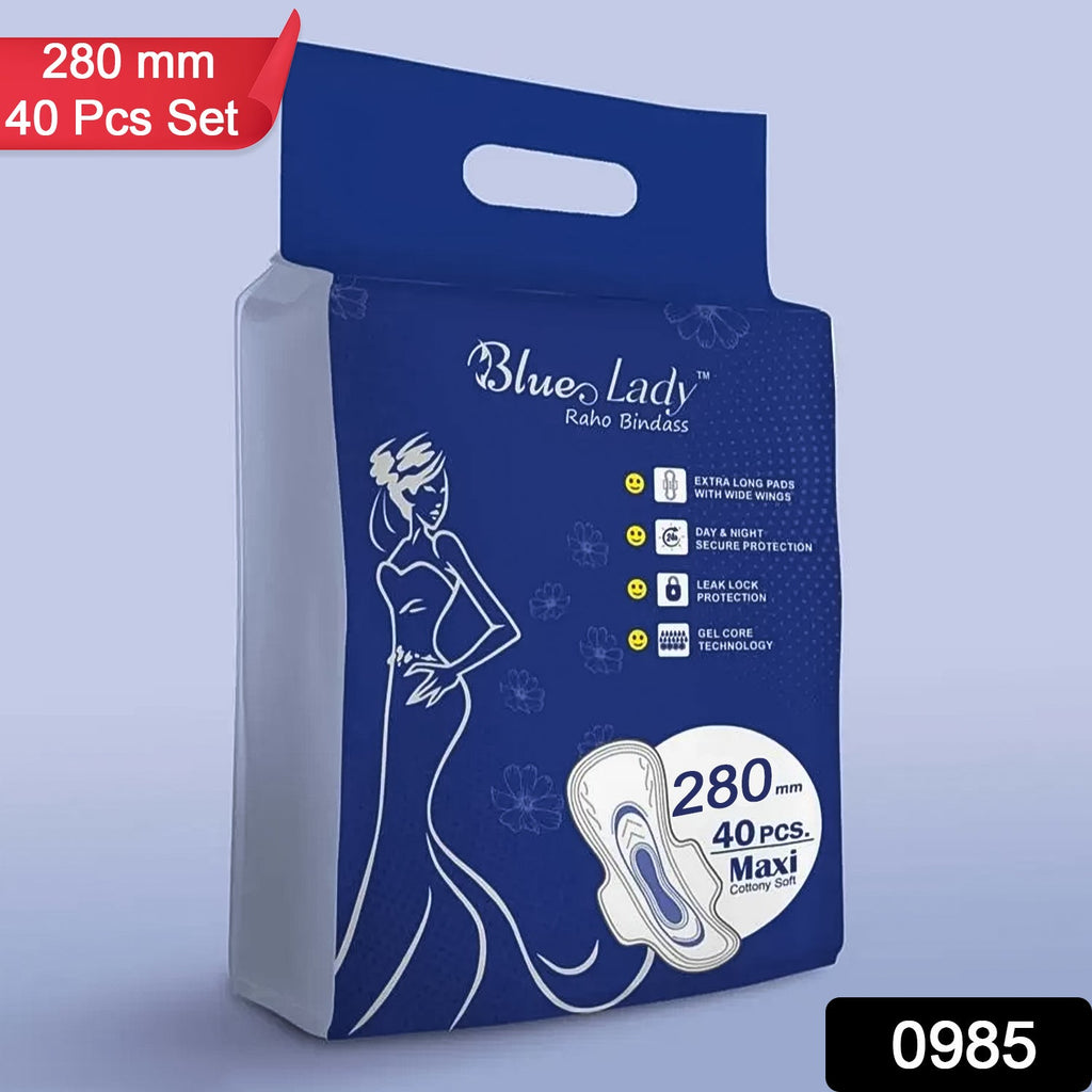 Blue Lady Extra Long Sanitary Pads with Wings (280 mm, 40 Pack)