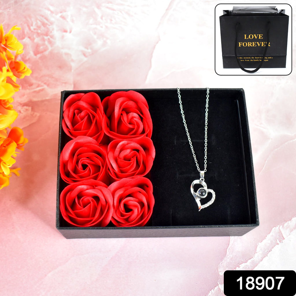 Rose Flower Gift Box Handmade Eternal Rose with Necklace