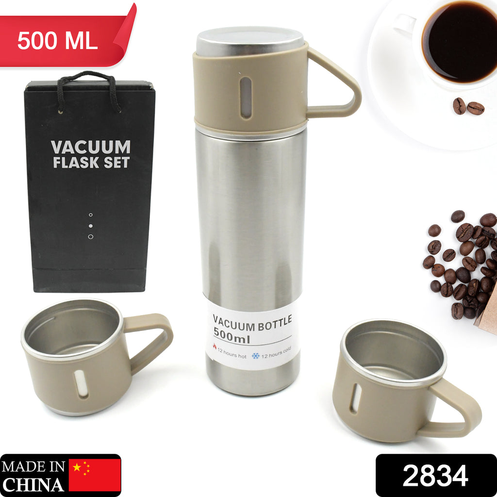 Stainless Steel Vacuum Flask Set, 3 Cups, Travel Flask