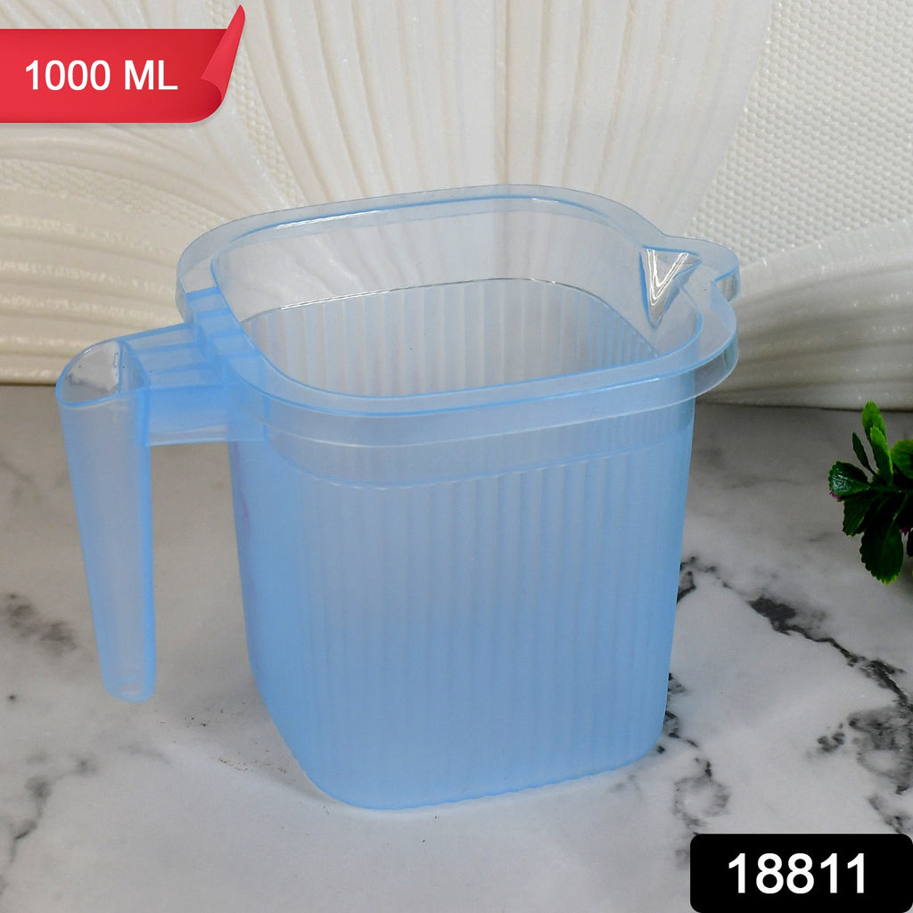 Plastic Square Transparent Bath Mug (1000 Ml Mix Color)