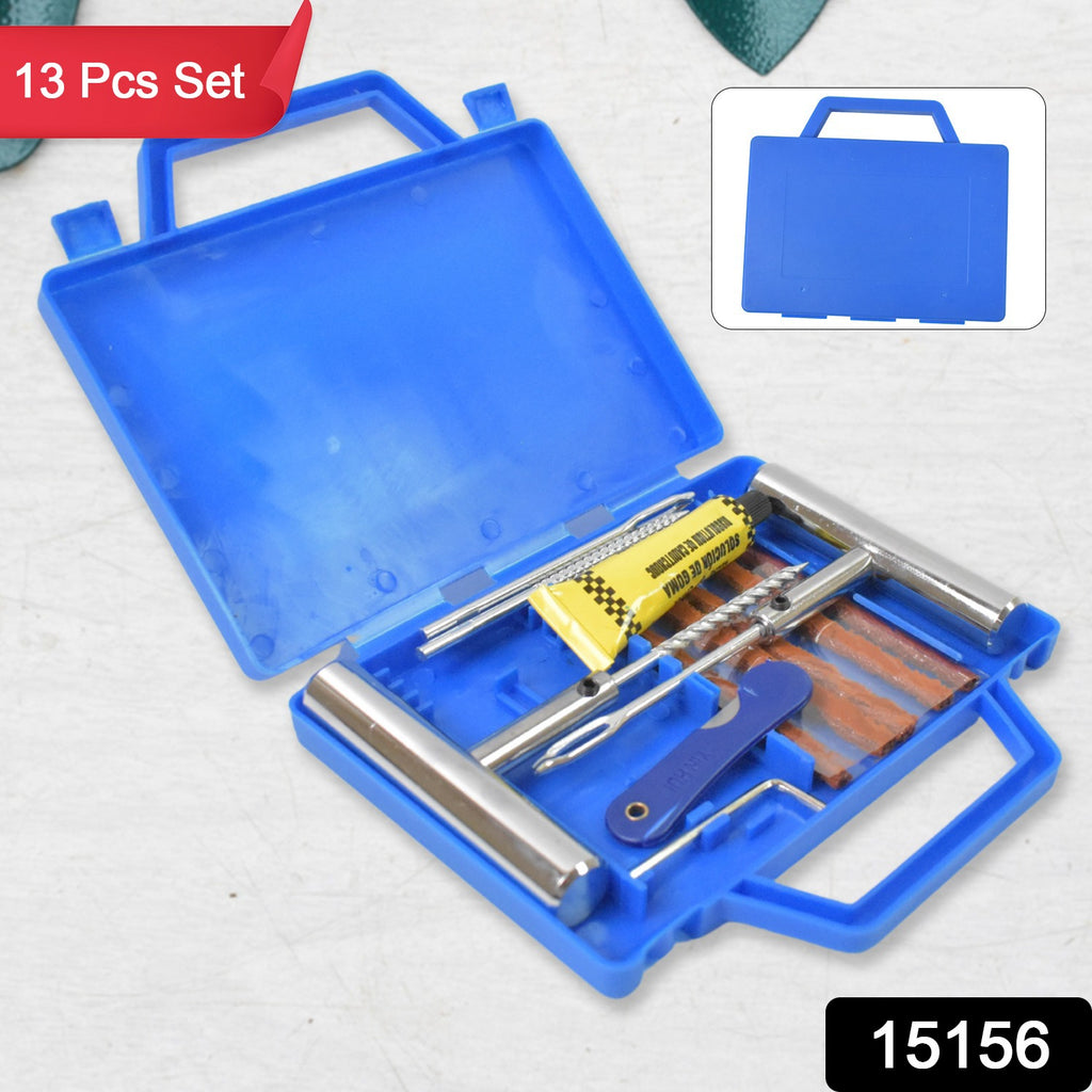 Tire Repair Kit Tool Set with Box (13 Pcs Set)